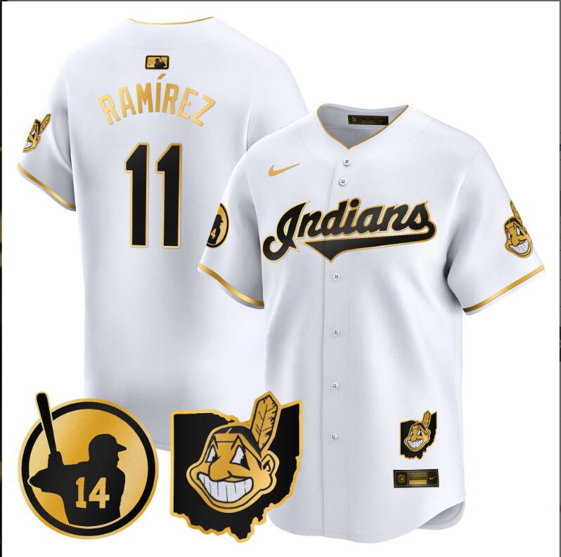 Men Cleveland Indians 11 Ramirez white Vapor Limited 2024 Nike MLB Jersey